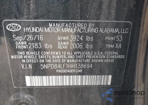 2017 Hyundai Elantra Value Edition из США, поврежденный, VIN 5NPD84LF1HH138694